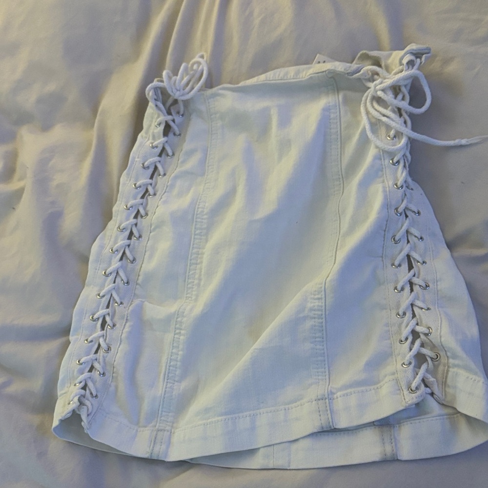 Carmar White Lace-Up Mini Skirt